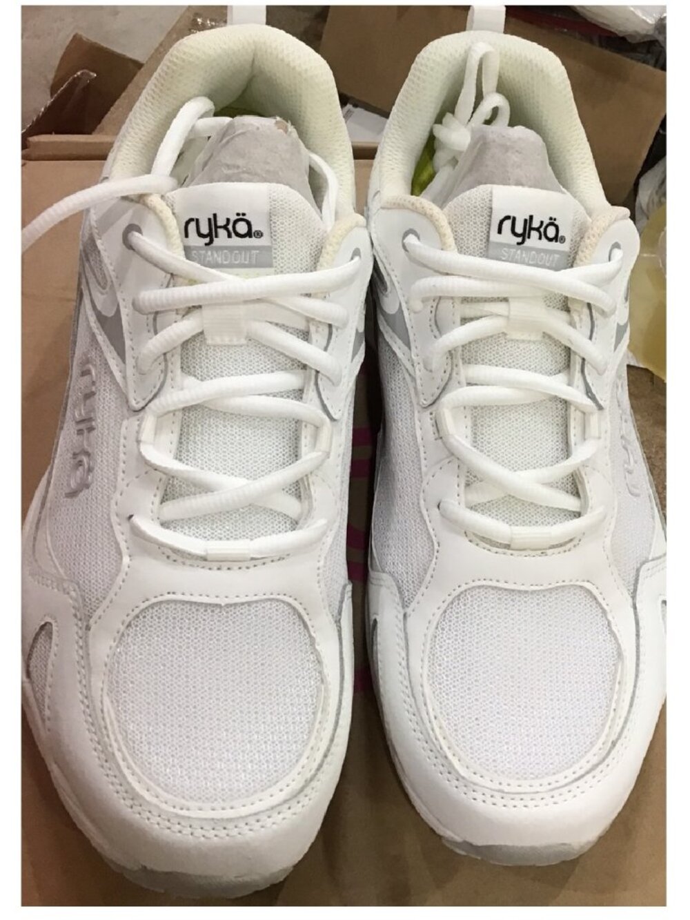 Ryka Leather Mesh Anatomic Walking Sneaker Standout White